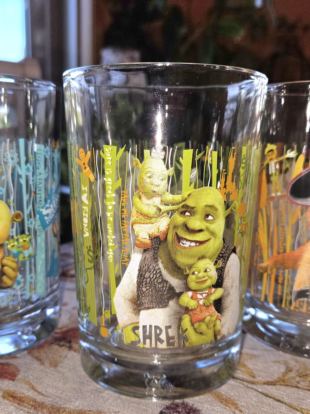 Set of 3 McDonald's 2007 Shrek Forever After 3D Collectible Tumblers Glasses